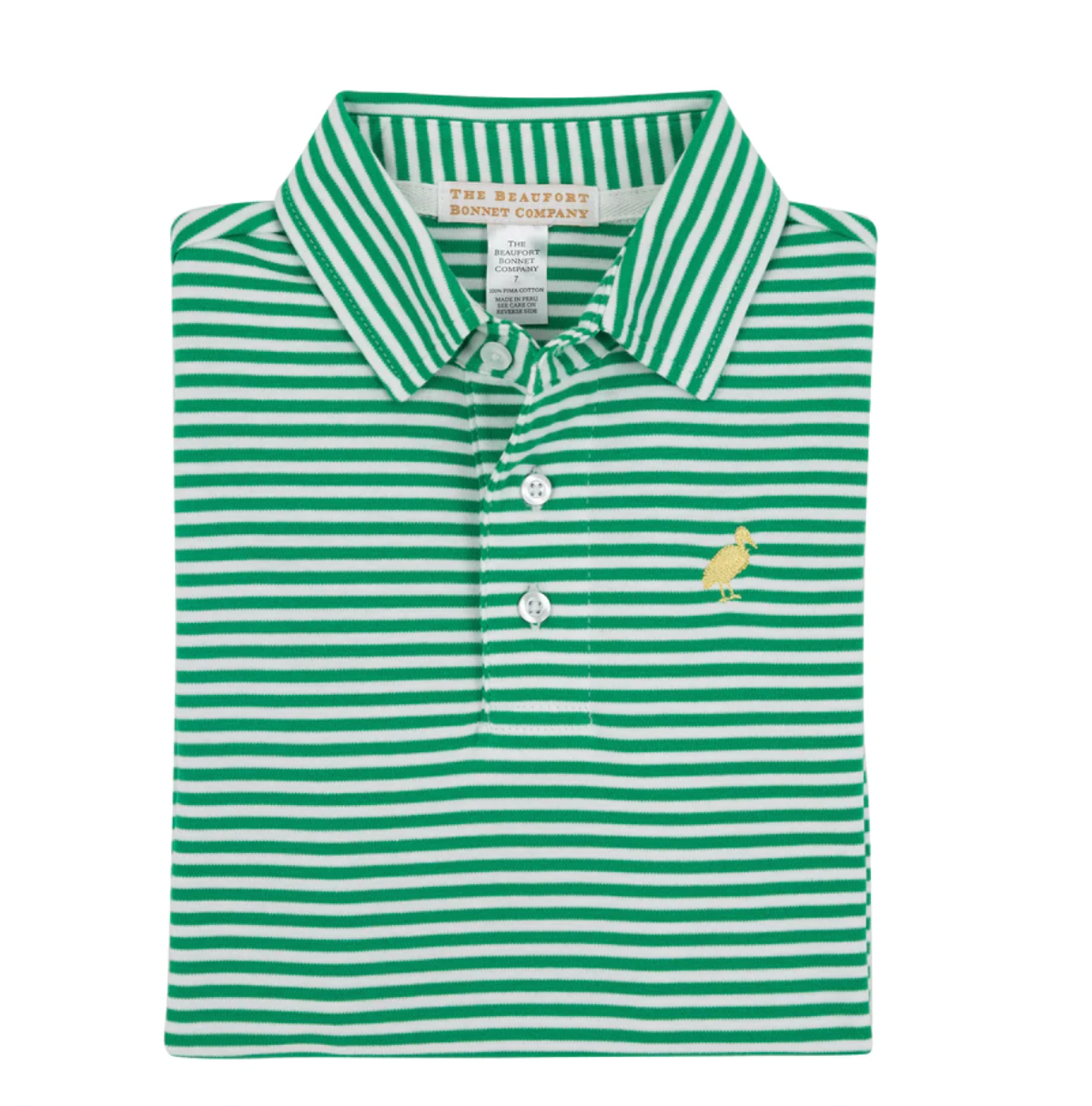 Prim & Proper Polo SS Pima Kiawah Kelly Green Stripe/Bellport Butter Yellow