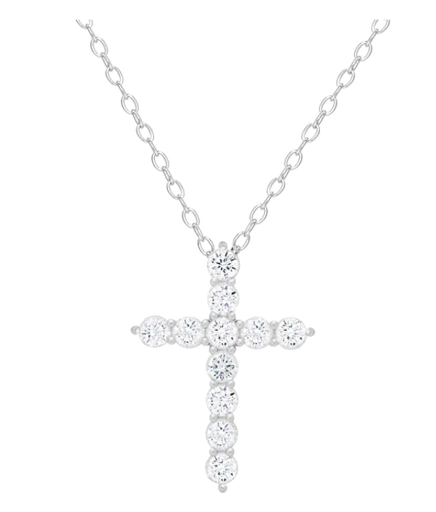 CZ Sterling Silver Cross Necklace