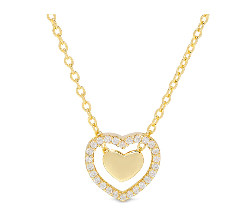 CZ Halo Heart Necklace