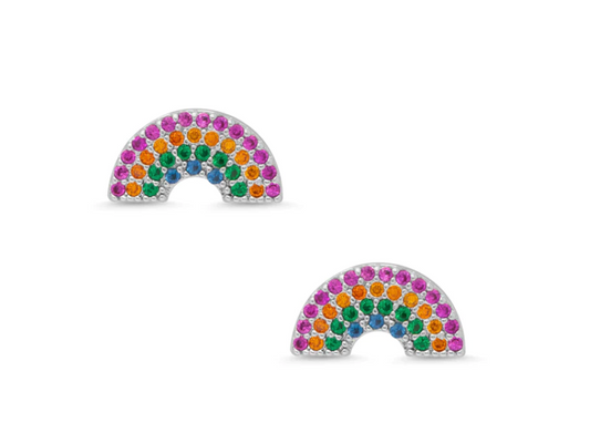 Rainbow CZ Stud Earrings
