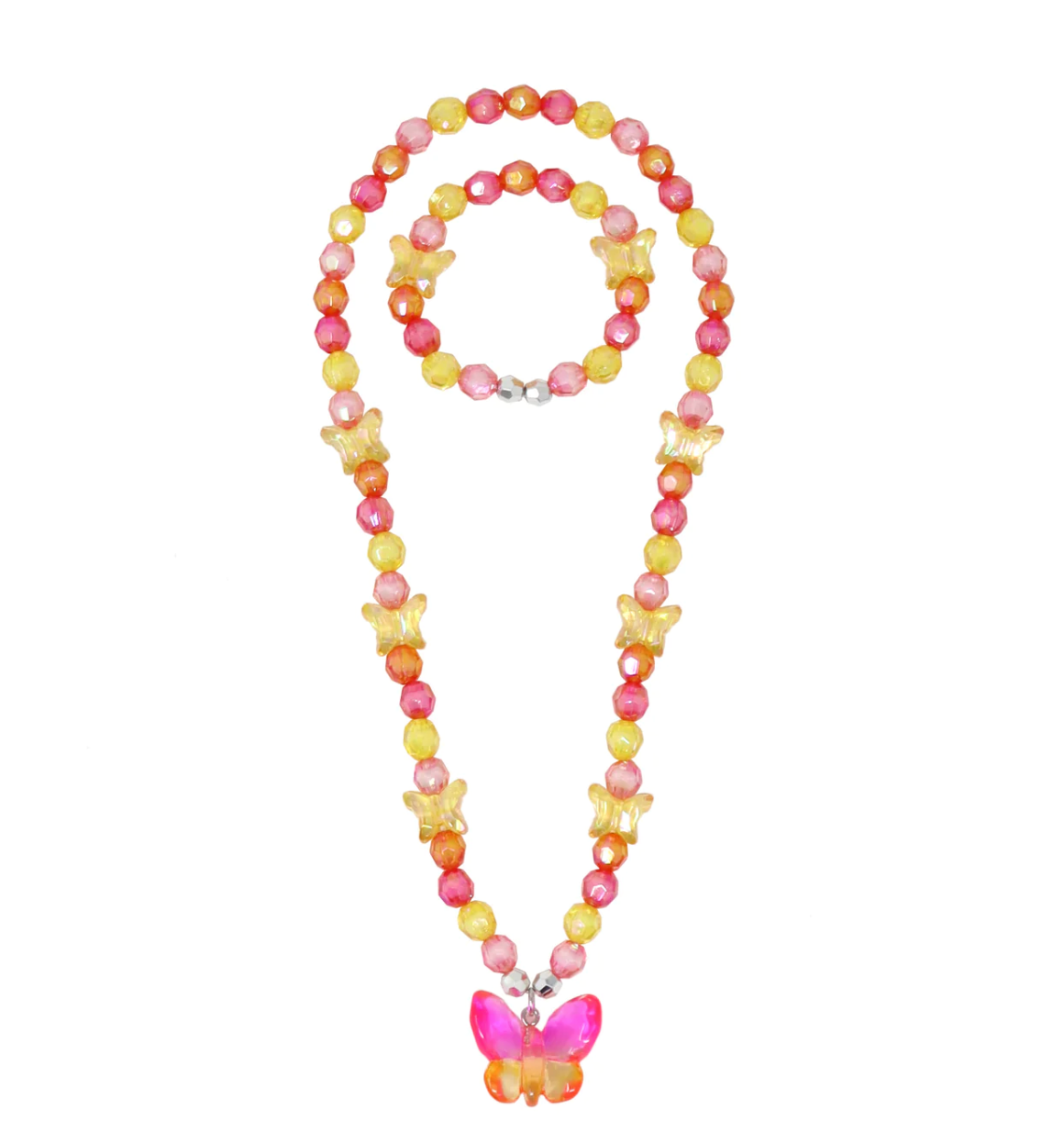 Rainbow Butterfly Necklace & Bracelet Set