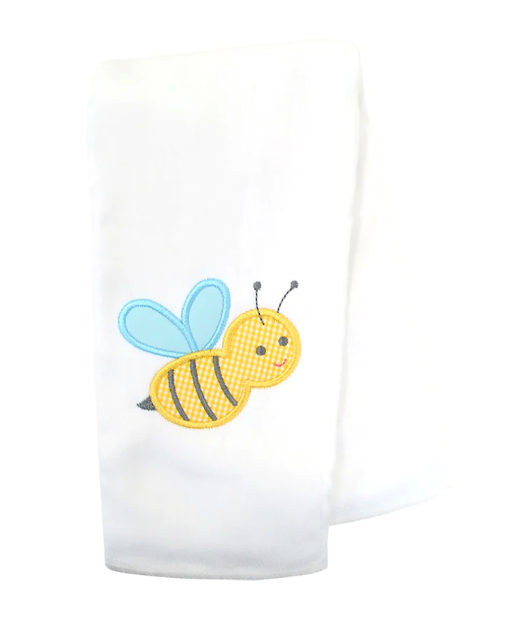 Bumble Bee Applique Burp Cloth
