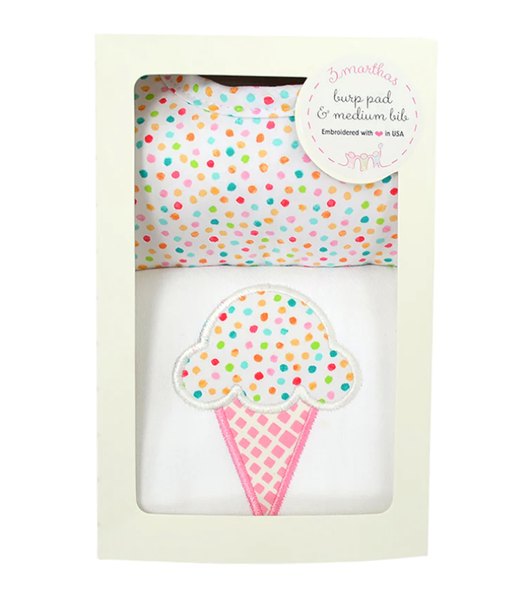 Ice Cream Bib & Burp Box Set