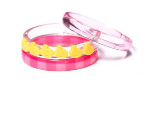 Yellow Chicken+ Pink Checked Bangles