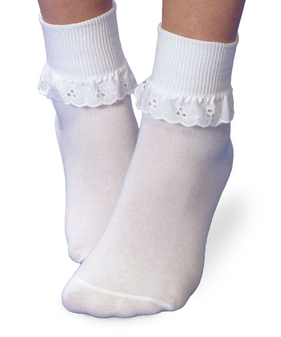 White Eyelet Lace Socks 1- Pair