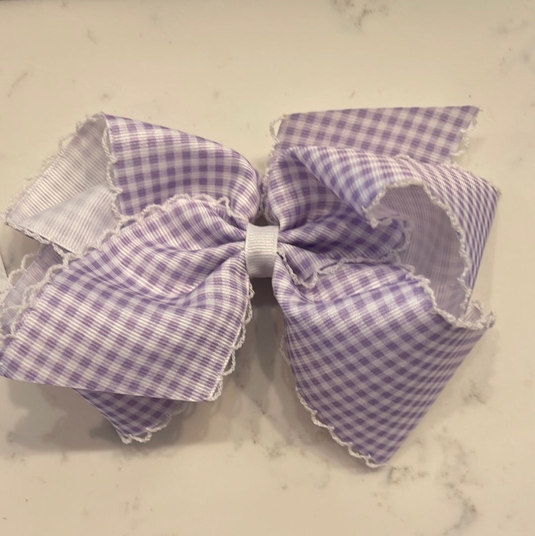 King Gingham Print With Moonstitch Trimmed Bow