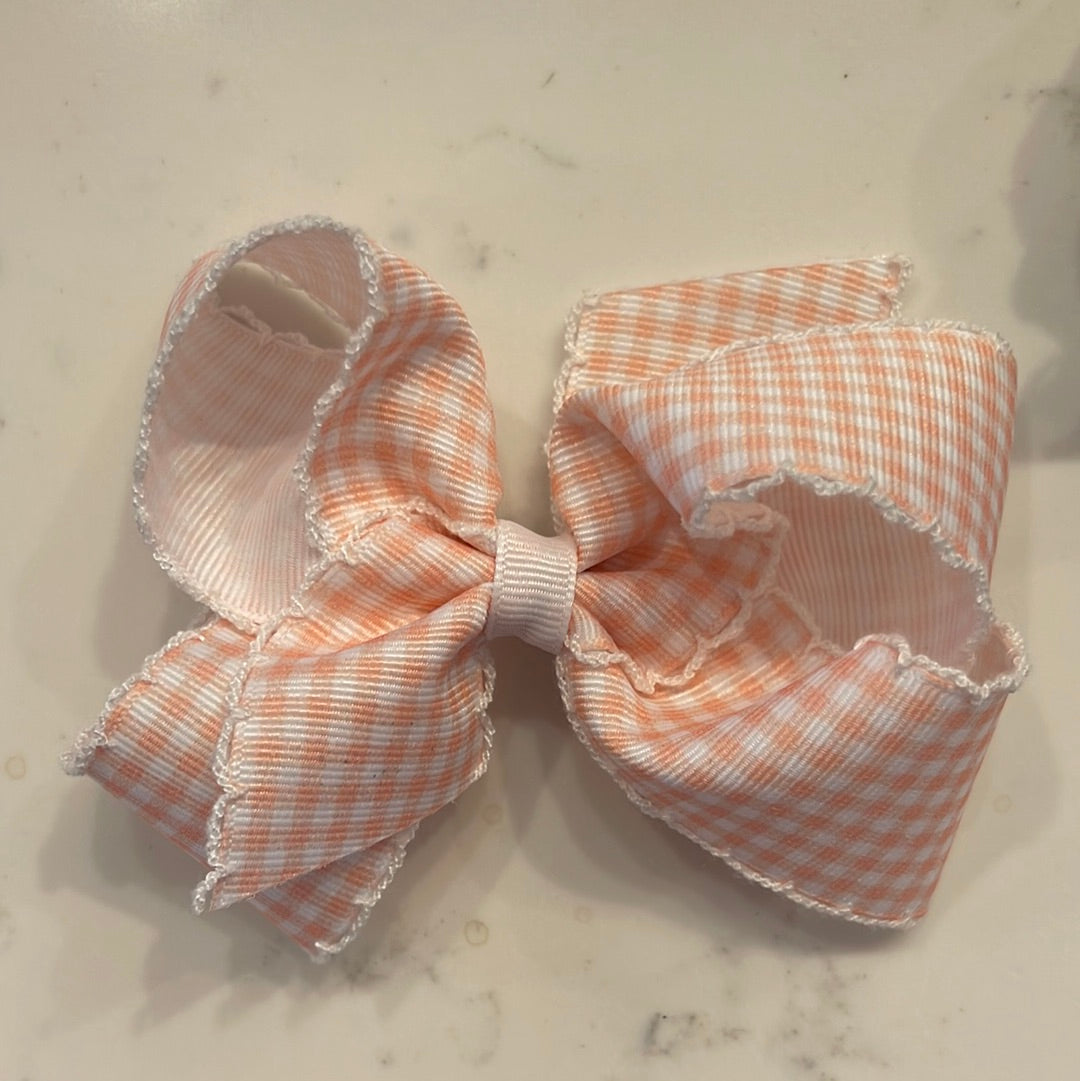 King Gingham Print With Moonstitch Trimmed Bow